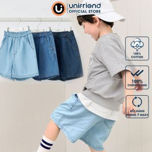 Quần short siêu nhẹ vải denim cotton mỏng mềm mại thoải mái bé trai và bé gái Unifriend Hàn Quốc U950X Size 2-12 tuổi
