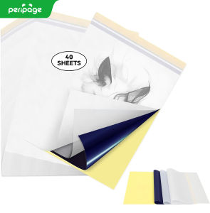 PeriPage 40 Sheets Tattoo Transfer Paper A4 Size Stencil Paper for Tattooing - High-Visibility Purple Dye Easy Transfer Tattoo Stencil Paper for Professional and Personal Use