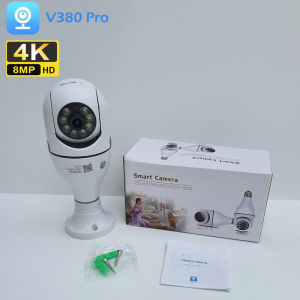 CCTV IP 360° Nirkabel Panorama lampu kamera PTZ night vision Bohlam 1080P 8MP Aplikasi V380 pro