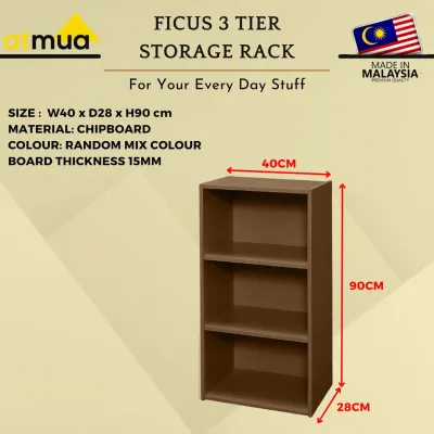 Atmua Ficus 3 Tier Colour Box / Bookshelf / Utility Shelf / Multipurpose Shelf / Rak Buku