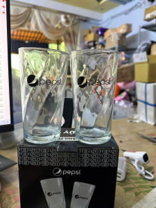 Set 2 Ly Sinh Tố Thủy Tinh xoắn PEPSI M 215F 400ml (142*77mm)(
