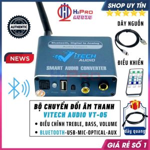 Bộ Chuyển Đổi Âm Thanh Từ Tivi Sang Loa Vitech Audio Vt05 Optical Ra Av Cao Cấp Bluetooth-Usb-Mic-Remote-H2Pro Audio