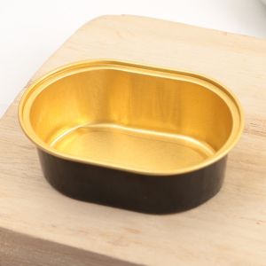 NAMSHEVA 20Pcs Oval Baking Cups Gold Party Tray Cupcake Cups Disposable Aluminum Foil Baking Muffin Box Party Supply