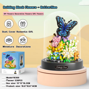 Butterfly Bee Flower Potted Ornaments Building Blocks Creative Tabletop Decoration Holiday Gifts