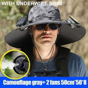 Virginex Topi Kipas Angin Solar Removable Charging Fan Hat Summer Outdoor Sun Hat Mens Hiking Fishing Air Conditioning Hat 风扇帽