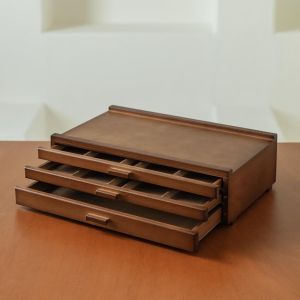 MEEDEN PRO Wood Artist Supply Storage Box - 3 Drawers Art Supply Storage Box - Solid Beech Wood Art Organizer Box - Portable Storage Box for Pastels Pencils Brushes Paints Markers