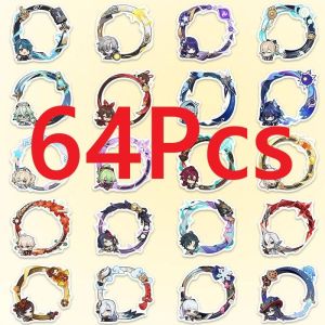 64Pcs/Pack Anime Peripheral Avatar Frame Sticker Set Furina Columbina Alhaitham Wanderer Nahida High Quality Waterproof Decals for DIY Journal Phone Case
