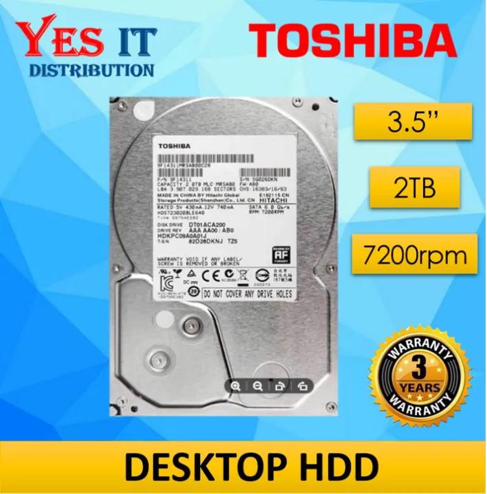 TOSHIBA P300 2TB / 4TB / 6TB Internal Hard Disk Drive (5400rpm / 7200rpm /256MB Buffer Size / SATA 6GB/s/3.5 inch)