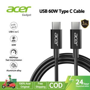 ACER 60W USB-C to USB-C Charging Cable 480Mbps Data Transmission Braided Cable PD Fast Charging Cord UC0021