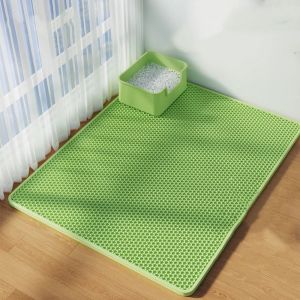 QEFEE Anti-Slip Double Layer Cat Litter Mat EVA Anti-Splashing Pet Litter Box Pad Pet Clean Supplies Urine Proof Cat Scratch Pad for Home
