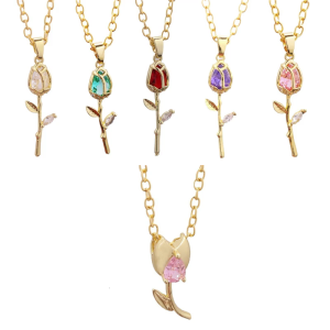 Thanh lịch quyến rũ hoa tulip Vòng cổ trong đồng vàng với tinh thể embellishments trang trí cho mọi dịp