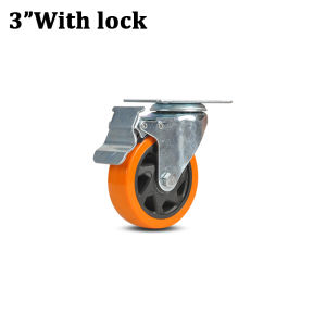 Orange Color Heavy Duty Caster Wheel 1.5 Inch To 5 Inch With Brake And Fixed