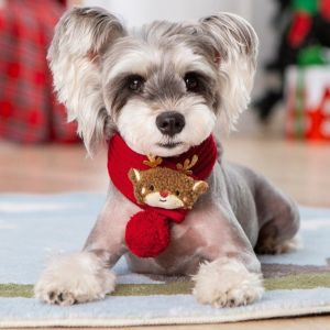 WXUZGC168 Christmas Dog Knitted Scarf Collar Warm Santa Claus Pet Neck Warmer Cute Lightweight Cat Winter Scarf for Small Dogs