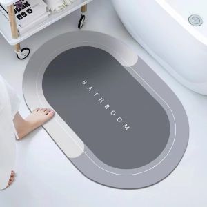 ZH265 Grey Bathroom Floor Mat Absorbent Quick-drying Anti-slip Household Carpet Entrance Door Mat for Safe Dry Bathrooms
