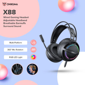 Onikuma X88 Stereo Headset 3.5mm USB Wired Headphone RGB Lighting Gaming Double Headband Headphones  for PC Laptop PS4
