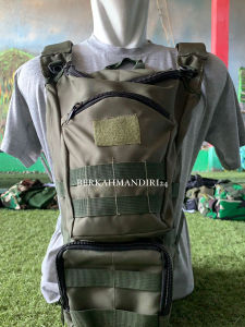 Tas Punggung Sepeda Tactical Polos Motif Loreng Bahan Velcro Cordura Lubang Waterbag