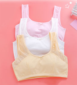2 Pieces Solid Color Cotton Children Girls bra Underwear Beginner Bra For Kids Junior High School Students Teenage Girls 9-16 Years Developmental Vest 2023 New