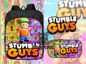Tocotaz Tas anak sekolah Ransel Gendong Anak Stumble Guys Bonus Tempat Pensil untuk untuk TK Dan SD