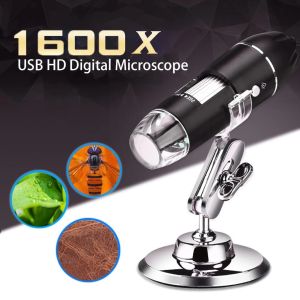 Digital Zoom Microscope USB Handheld & Desktop Magnifier 0.3MP Camera 8-LED Light Magnifying Glass 1600X Magnification