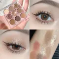 DIKALU 9 Colors Makeup Party Eyeshadow Pallete Shiny Purple Eye Shadow Palette Brown Shimmer Glitter Matte Shades Neon Pigments. 