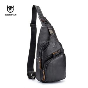 BULLCAPTAIN Men Genuine Leather bag Men Messenger Bag Casual Crossbody Bag Chest bag