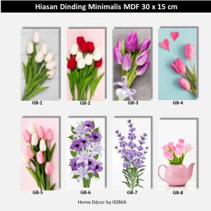 Hiasan Dinding Wall Decor Hiasan Kamar Motif Bunga Daun Monstera Bahan MDF Ukuran 15 x 30cm