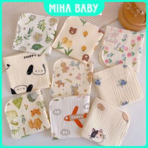 Khăn Sữa Muslin Cao Cấp Set 5 Khăn Xô Sữa Muslin 2 Lớp Mềm Mịn Nhiều Họa Tiết Kích Thước 25x25cm