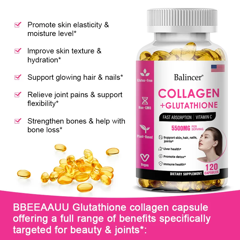 balincer collagen glutathione Balincer Glutathione 5500MG USA Made Premium Skin Whitening Capsules FDA  Approved main image 1
