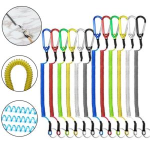 MUQZI Keyring Waist Hanging Rope Auto Shrink S Carabiner Pen Lanyard Stretch Fishing Tools Outdoor Key Cord Elastic Spiral Tool Tether Fishing Lanyards Spring Elastic Rope Safety Rope Spiral Coiled Lanyard
