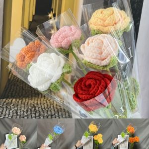 Elegant Hand-Knitted Rose: Unique Maintenance-Free Decor for Living Room & Gifts for Birthdays, Valentine's Day & Mother's Day
