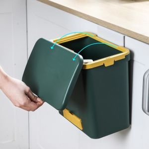 Wall Mount Door Hang Dustbin with Lid Cover Rubbish Trash Can Tong Sampah Mudah Alih Gantung Dinding