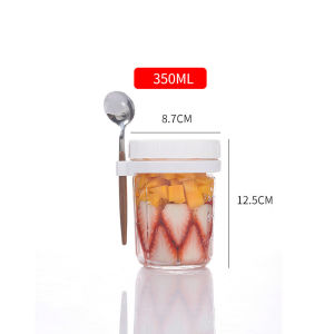 350ml Reusable Overnight Oats Jar Glass With Spoon Overnight Oats Container Oatmeal Container