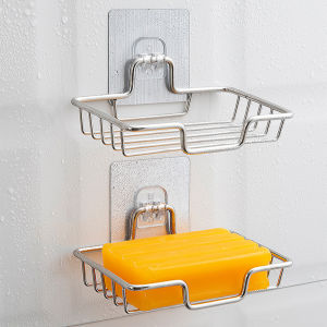 COD Soap Holder Wall-Mounted Stainless Steel Soap Dish Bathroom Toilet Organized Storage Rack Draining Soap Dish Household Supplies 1 sold