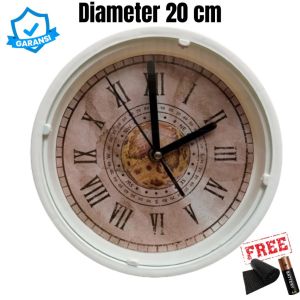 Jam Dinding dan Meja Vintage Series Angka Romawi Aesthetic Kayu Quartz Sweep Silent Size Kecil 20cm