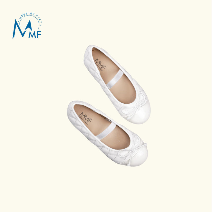 Meet My Feet Yves Ballet Flats Maryjanes White Shoes for Girls - Main Image