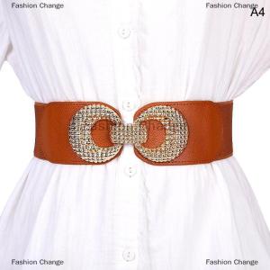 [COD] Fashion Change New Fashion Ladies Decorated Elastic Wide Belt Buckle Dress Sweater Belts for Women