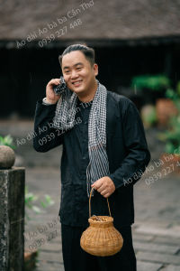 Bộ áo bà ba nam màu đen truyền thống