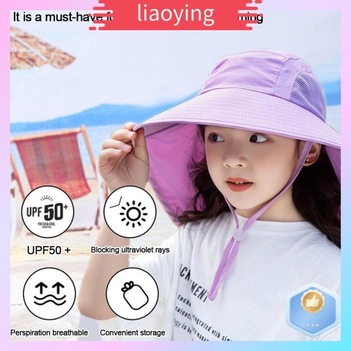 LIAOYING Summer Boy Girl Beach Cap Sunscreen Children Bucket Hats Sun ...