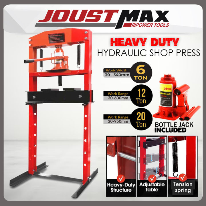 6 /12 /20Ton Heavy Duty Hydraulic Press Jack Bearing Machine Mesin Shop ...