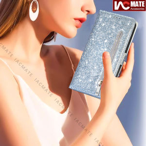 Ốp Dạng Ví Cho iPhone 14Pro Max 14 Plus 13Pro Max 13 12ProMax 12 11 XR X Max Ốp Điện Thoại Bảo Vệ Dây Đeo Cổ Tay Bằng Da Có Khóa Kéo Lấp Lánh Sang Trọng