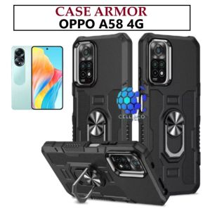 Case Armor OPPO A58 4G Iring Cincin Magnetic Kesing Hp Protect kamera Premium Hard Case Standing Robot Pelindung Kamera