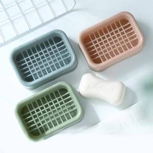 ZH419 Bathroom Organizer Soap Box Storage Double Layer Grid Draining Soap Case Sustainable Smooth Edge Antislip Bottom