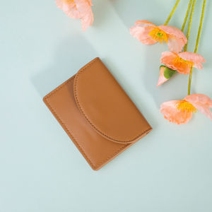 【Luckiyou】Women Soild Color  Simple PU Leather Flap Small Square Coin Purse Cute Mini Double Layer Card Holder ID Credit Card Storage Handbag