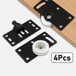 4Pcs Wardrobe Cabinet Sliding Door Roller Cabinet Sliding Track Roller Closet Hanging Concave Pulley