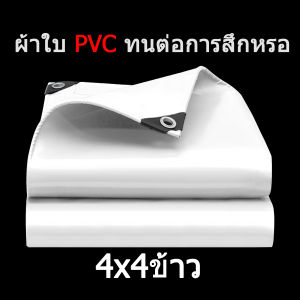 ผ้าใบกันน้ำ PVC กันน้ำ สีขาว หนาแข็งแรง ทนต่อแรงดึง เนื้อหยาบ (with chicken eyes)   tarpaulin car cove 2x2-5x6 ผ้าใบกันสาด  ผ้าใบคลุมสิ่งของ
