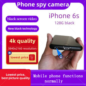 4K HD Mini Spy Camera Hidden Mobile Phone Style Body Camera Portable Camera Micro WiFi Remote Monitoring Camera Black Screen Recording 128G Memory