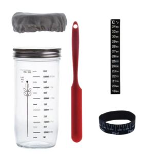 NCNC(okdeals01) Reusable Sourdough Starter Jar Kit 24Oz 34Oz Heat Resistant Sour Dough Starter Culture Jars Fermentation Tools with Lidcover Sourdough Bread Starter Container Caviar