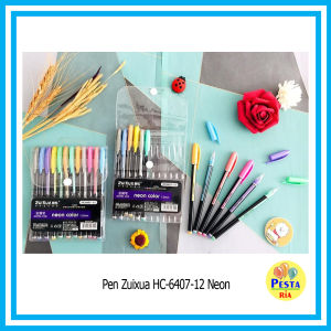 Murah!! (12Pcs) Pen Zuixua Neon pulpen gel warna bolpoin glitter warna pen colour
