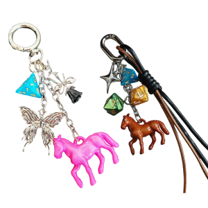 Creative Keychain 3D Dices and Horse Pendant Keyring Stylish Car Interior Decoration for Individualistic Style Seekers