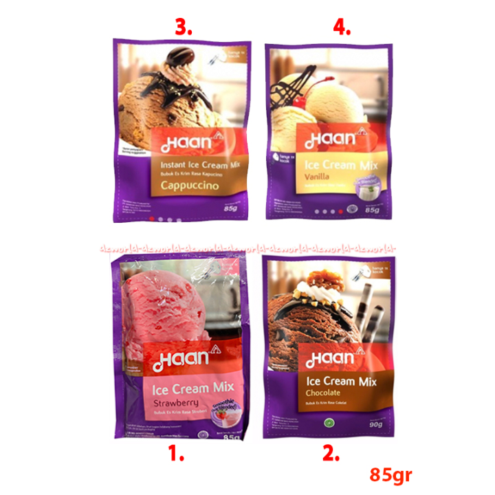 Haan Ice Cream Mix 85gr Strawberry Bubuk Es Krim Rasa Stroberi